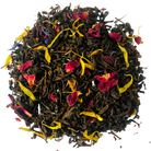 French Earl Grey Tea with colorful flowers and leaves on a white background